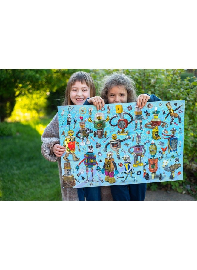 : Upcycled Robots 100 Piece Puzzle, Perfect Project For Little Hands, Aids In Development Of Pattern, Shape, And Color Recognition, Offers Children A Challenge, Perfect For Ages 5 And Up