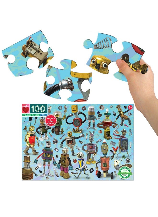 : Upcycled Robots 100 Piece Puzzle, Perfect Project For Little Hands, Aids In Development Of Pattern, Shape, And Color Recognition, Offers Children A Challenge, Perfect For Ages 5 And Up
