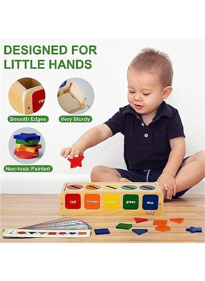 Toddlers Montessori Wooden Toy for 1 2 3 Year Old Boys Girls, Shape Sorting and Color Matching Box Toy for Toddlers,Baby, Early Learning Toy for Recognizing Shape and Color