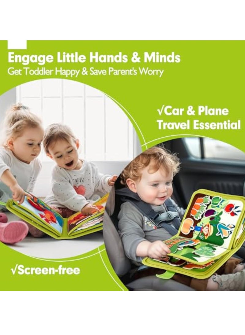 Toddler Busy Board, Busy Book for Toddler, Montessori Busy Board, Educational Learning Sensory Busy Book, 20 in 1 Quiet Activity Book with Life Skills, Cognition, Sorting, Matching, Preschool Learning
