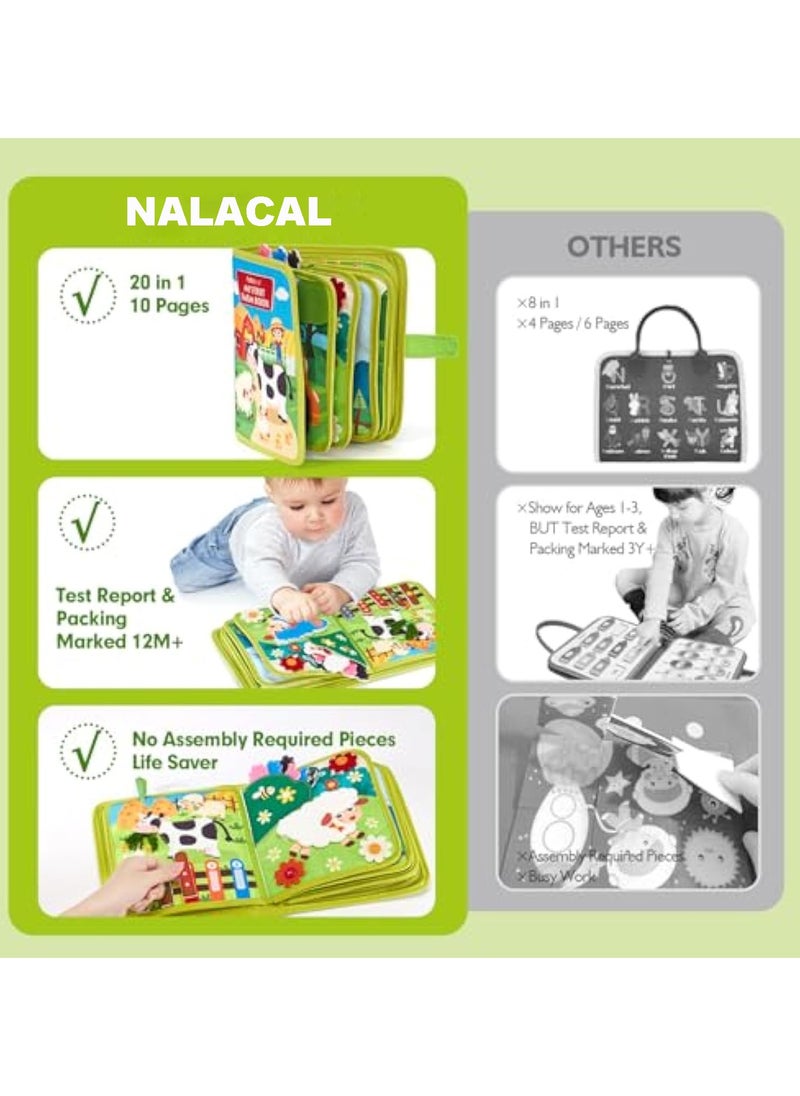 Toddler Busy Board, Busy Book for Toddler, Montessori Busy Board, Educational Learning Sensory Busy Book, 20 in 1 Quiet Activity Book with Life Skills, Cognition, Sorting, Matching, Preschool Learning