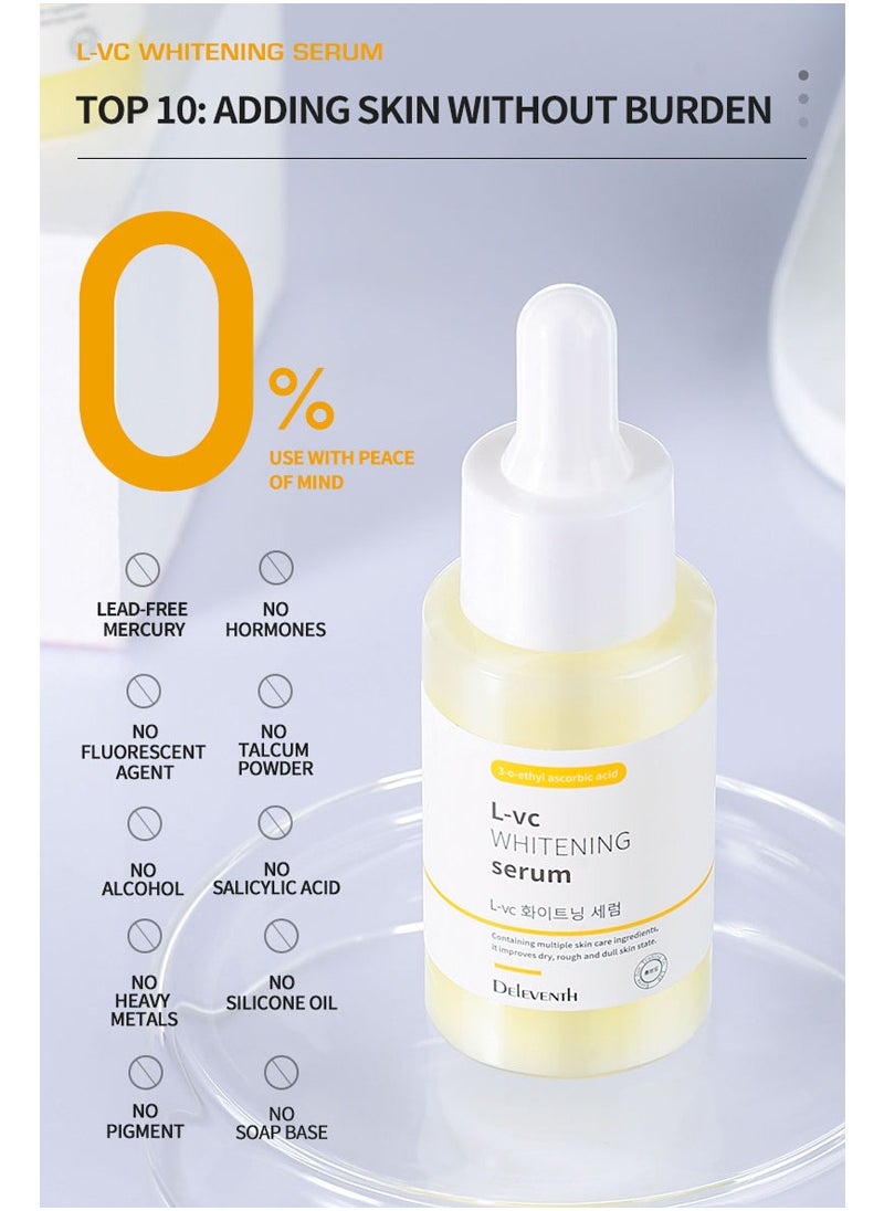 DEleventh Korean Brand L-VC Whitening 37ml / with 3-O-Ethyl Ascorbic Acid, Niacinamide and α-Arbutin, Reduce Dark Spots and Fine Lines, Enhance Elasticity, Hydrate, and Protect Skin