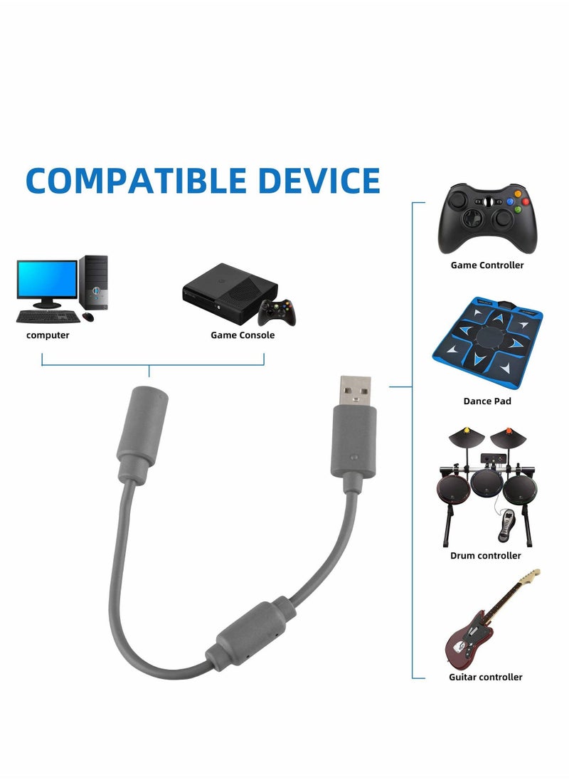 Breakaway Adapter Cable for Xbox 360, 2 Pack Replacement Dongle USB Breakaway Cables for Microsoft Xbox 360 Wired Controllers