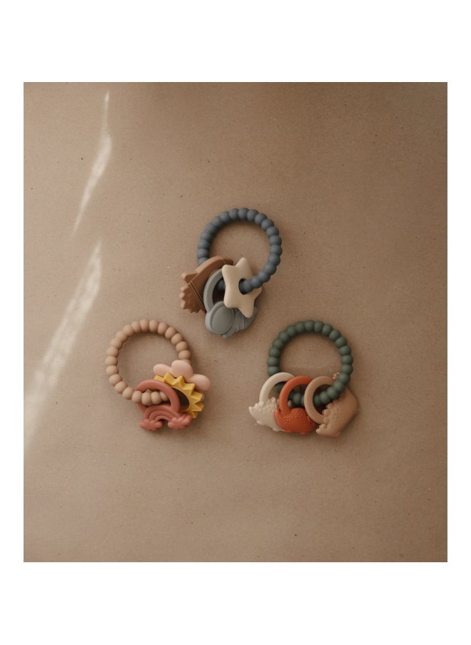 Silicone Pearl Teether Bracelets Lilac/Cyan/Soft Peach