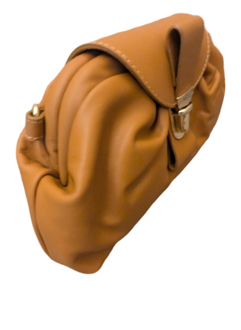 Brown, Shoulder Bag in Genuine Sauvage Leather Made in Italy