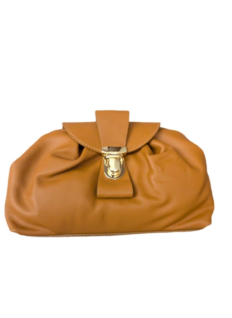 Brown, Shoulder Bag in Genuine Sauvage Leather Made in Italy