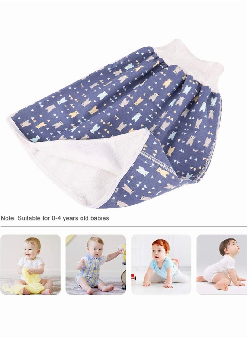 Eco-Friendly Reusable Cotton Diaper Pants for Toddlers Washable Waterproof Potty Training Nappy Dark Blue