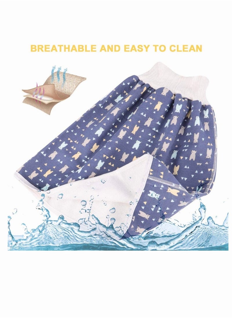 Eco-Friendly Reusable Cotton Diaper Pants for Toddlers Washable Waterproof Potty Training Nappy Dark Blue