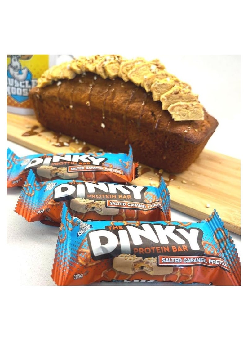 Food Factor Muscle Moose Dinky Protein Bar, Low Calorie, Low Sugar Protein Bar, 11g Protein (PACK OF 12, SALTED CARAMEL PRETZEL)
