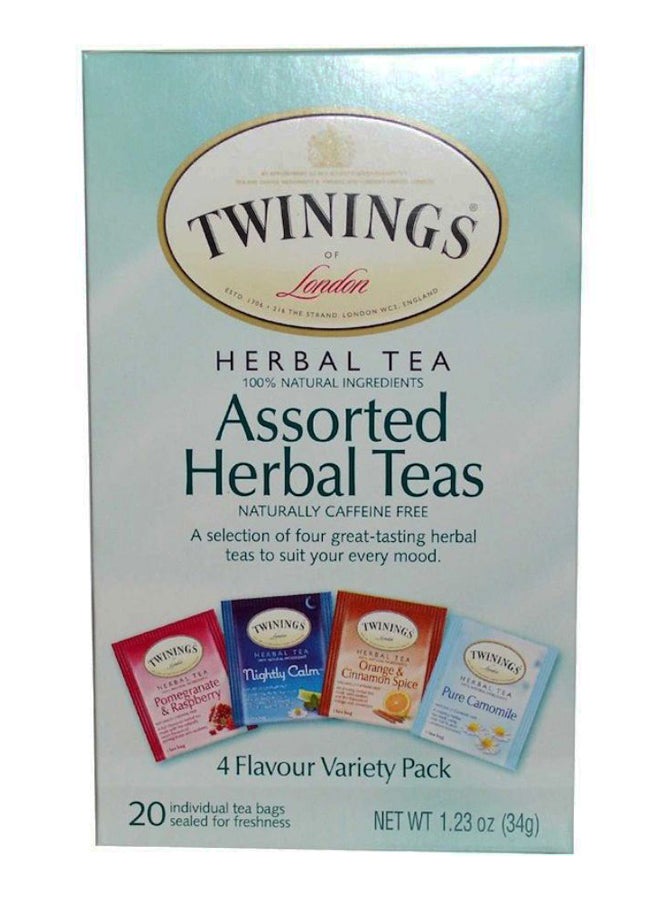 Pack Of 20 Assorted Herbal Caffeine Free Herbal Tea Bags