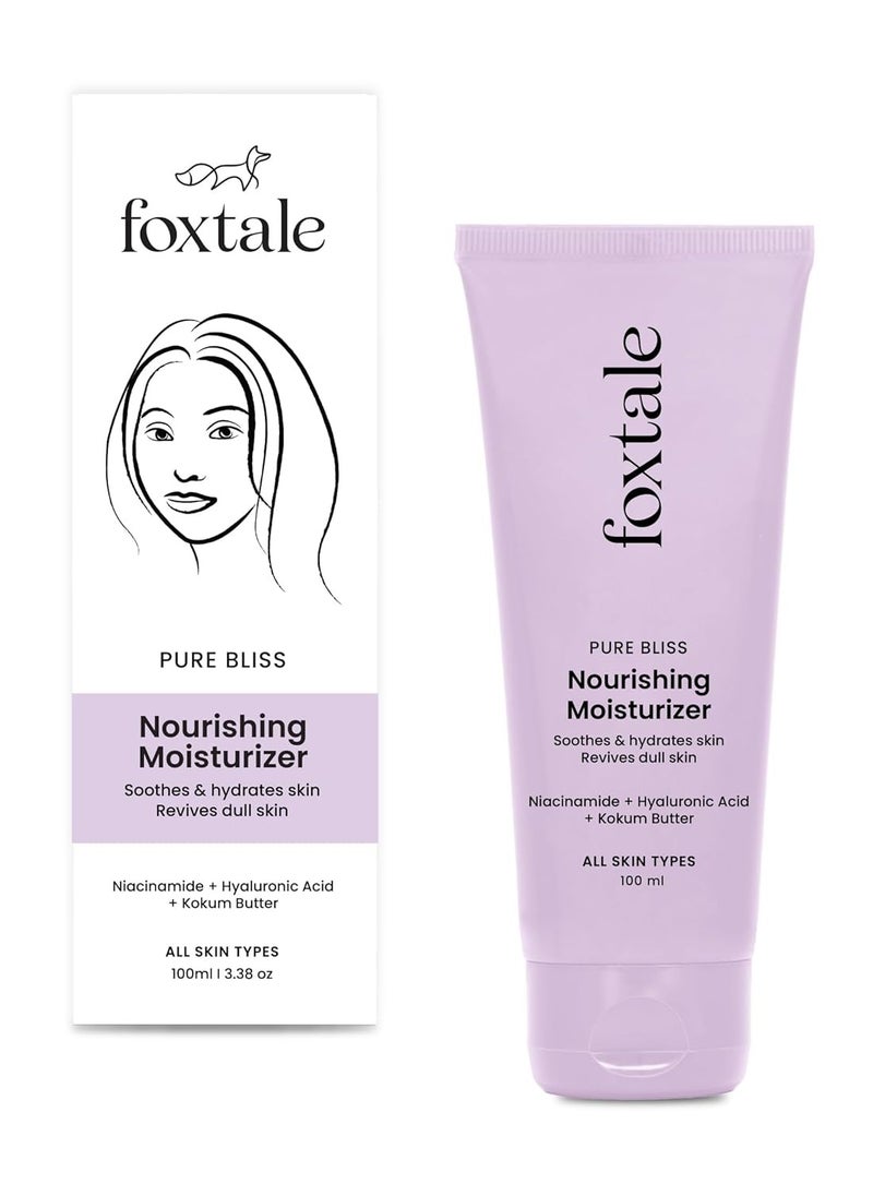 Foxtale Nourishing Face Moisturizer with Niacinamide for 24 Hr Hydration, Lightweight & Non-Sticky, For Soft & Glowing Skin, Men & Women, All Skin Types, 100 ml