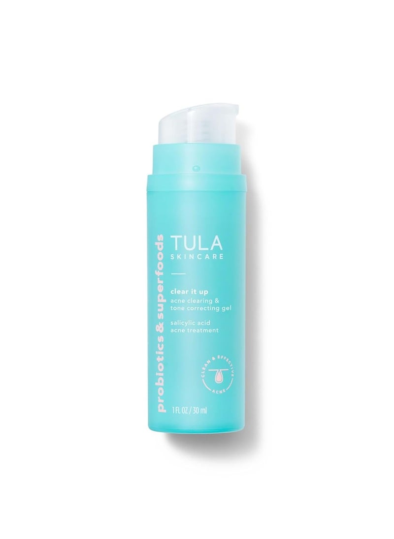 TULA Skin Care Clear It Up - Acne Clearing & Tone Correcting Gel, Salicylic and Azelaic Acid, Clears & Prevents Breakouts, Brightens Marks, 1 fl oz.