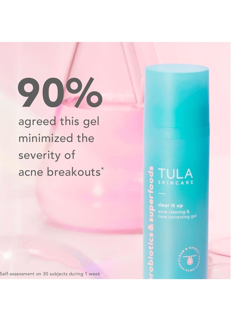TULA Skin Care Clear It Up - Acne Clearing & Tone Correcting Gel, Salicylic and Azelaic Acid, Clears & Prevents Breakouts, Brightens Marks, 1 fl oz.