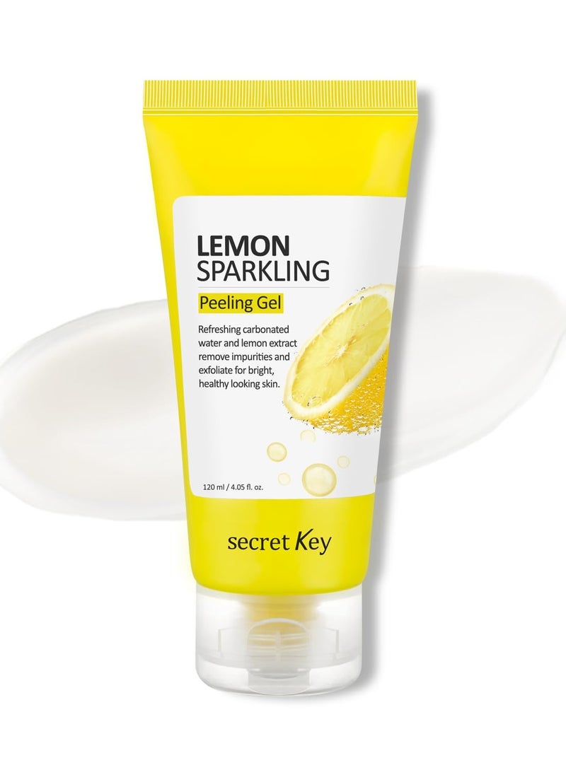 SECRETKEY Lemon Sparkling Peeling Gel, Deep Cleansing, Exfoliation, Skin Moisturization, Low Irritation for Sensitive Skin fl. 4.05 oz / 120 ml, Vitamin C and Refreshing Carbonated Water Synergy