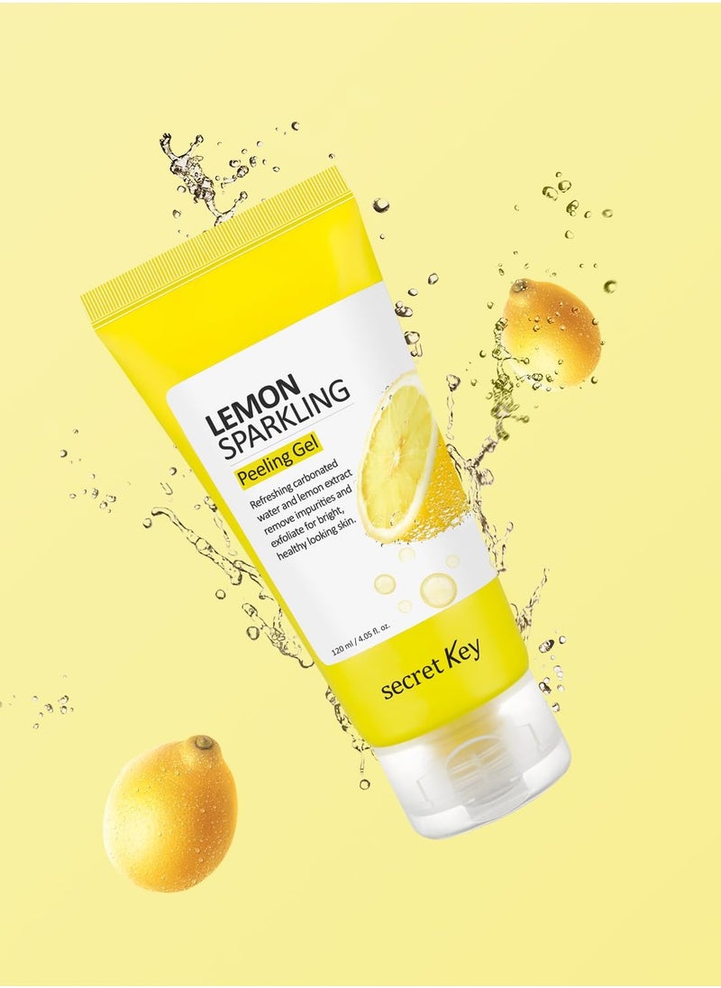 SECRETKEY Lemon Sparkling Peeling Gel, Deep Cleansing, Exfoliation, Skin Moisturization, Low Irritation for Sensitive Skin fl. 4.05 oz / 120 ml, Vitamin C and Refreshing Carbonated Water Synergy