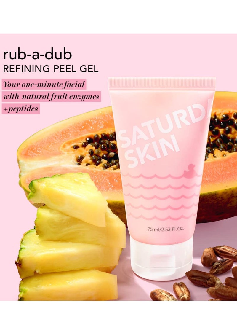 Saturday Skin Rub-A-Dub Refining Peel Gel Facial Cleansing Gels Facial Cleansing Washes Natural Fruit Enzymes Gel Mild Cleanser Exfoliating Gel Great for sensitive skin (2.53 Fl. Oz. (75ml))