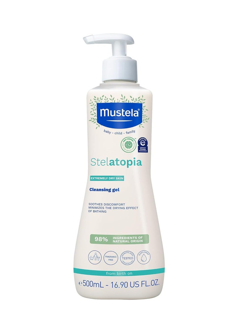Mustela Stelatopia Eczema-Prone Skin Cleansing Gel - Baby Face & Body Wash with Natural Avocado & Sunflower Oil - Fragrance-Free & Tear Free - Various Sizes