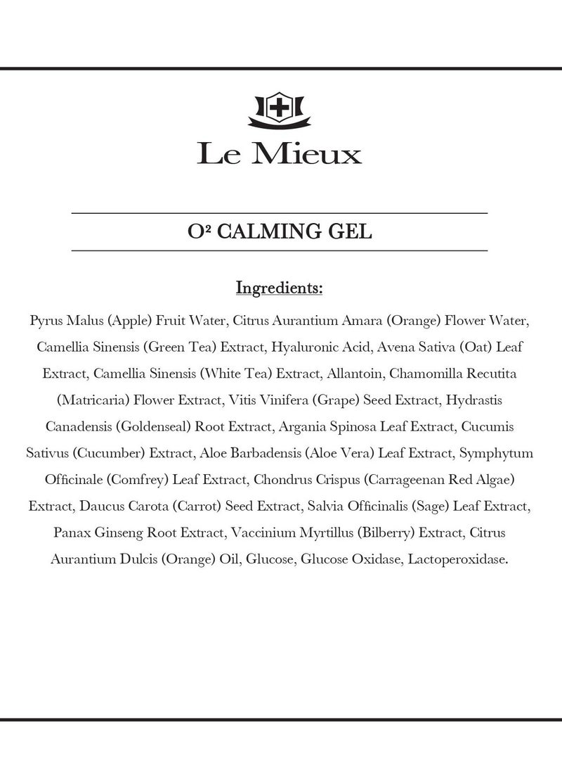 Le Mieux O2 Calming Gel - Conductive Facial Gel with Aloe - Soothe Mild Visible Irritation & Redness - Hydrating Hyaluronic Acid Gel for Microcurrent Devices - No Parabens or Sulfates (6 oz / 180 ml)