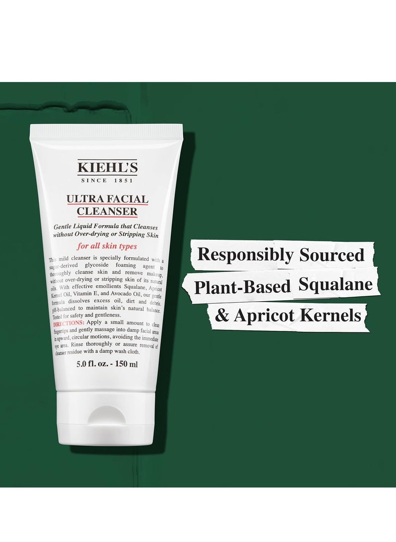 Kiehl's Ultra Facial Cleanser, Lightweight Foamy Facial Cleanser, Enriched Formula that Replenishes Skin Barrier, Gently Exfoliates and Moisturizes, Suitable for All Skin Types, Paraben Free