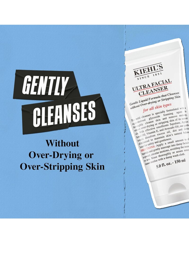 Kiehl's Ultra Facial Cleanser, Lightweight Foamy Facial Cleanser, Enriched Formula that Replenishes Skin Barrier, Gently Exfoliates and Moisturizes, Suitable for All Skin Types, Paraben Free