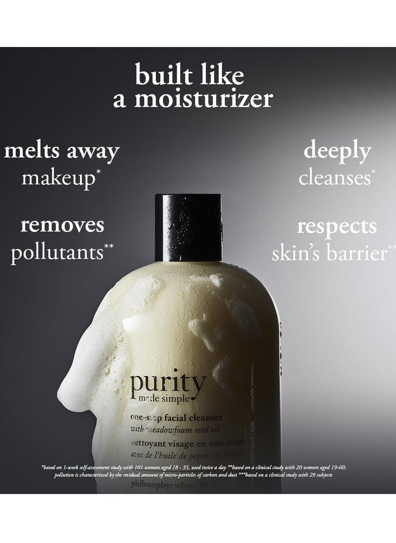 philosophy purity made simple one-step facial cleanser- with meadowfoam seed oil – gently cleanses & melts away dirt, oil & stubborn makeup – paraben free face wash