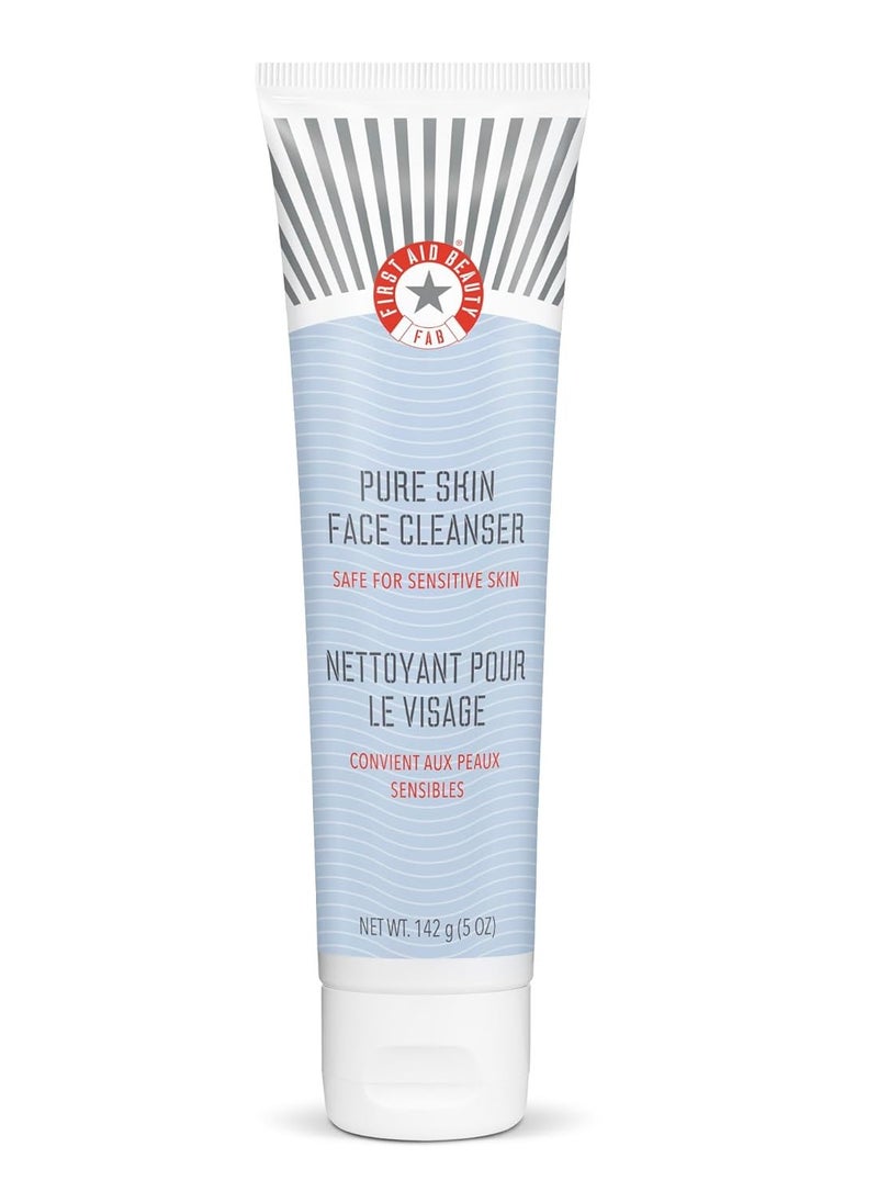 First Aid Beauty - Pure Skin Face Cleanser, Effectively Removes Makeup, Dirt, and Impurities, Gentle Cleanser Leaves Skin Soft & Supple, Safe for Sensitive Skin, Fragrance Free, 5 oz