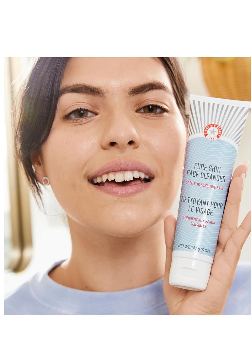 First Aid Beauty Pure Skin Face Cleanser, Sensitive Skin Cream Cleanser with Antioxidant Booster, 5 oz.