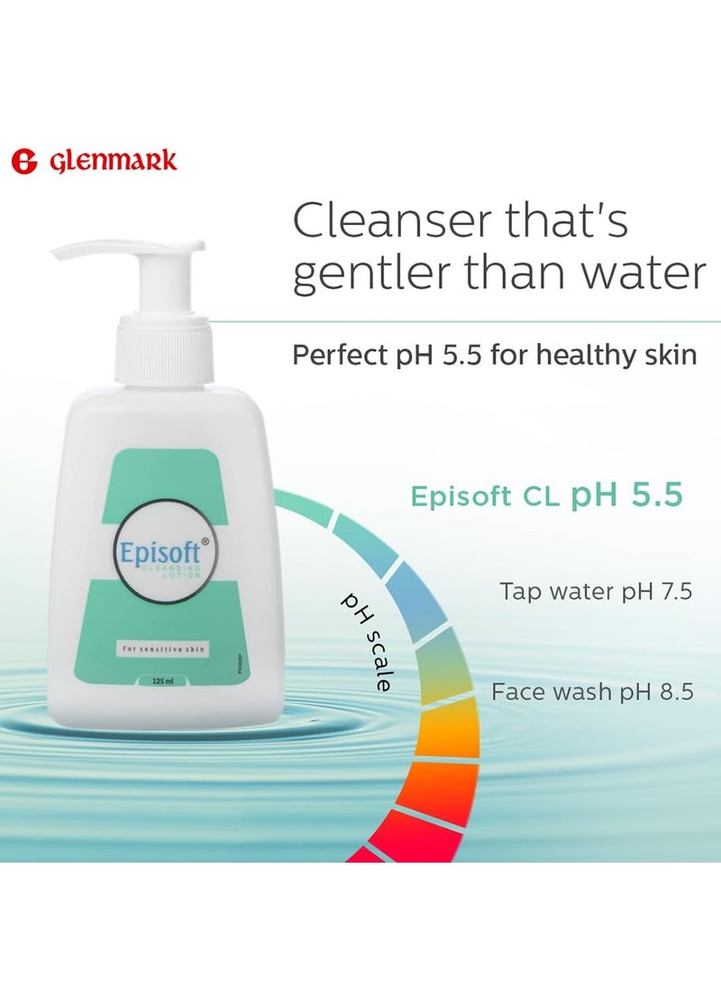 Episoft Cleansing Lotion for Dry, Normal & Sensitive Skin | Daily Gentle Facewash Cleanser for Face | Fragrance free | Dermatologist Prescribed | Suitable for Men & Women | 125ml