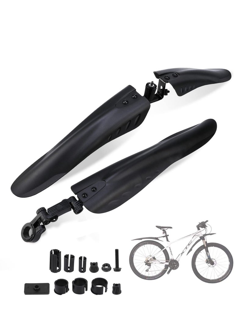 Bicycle Mudguard, Full Coverage Thickened and Widened Mountain Bike Rain Cover Adjustable 3 Pieces Mudguard Suitable for 24-28 Inch Mountain Road Bike (3 Pieces 1 Set)