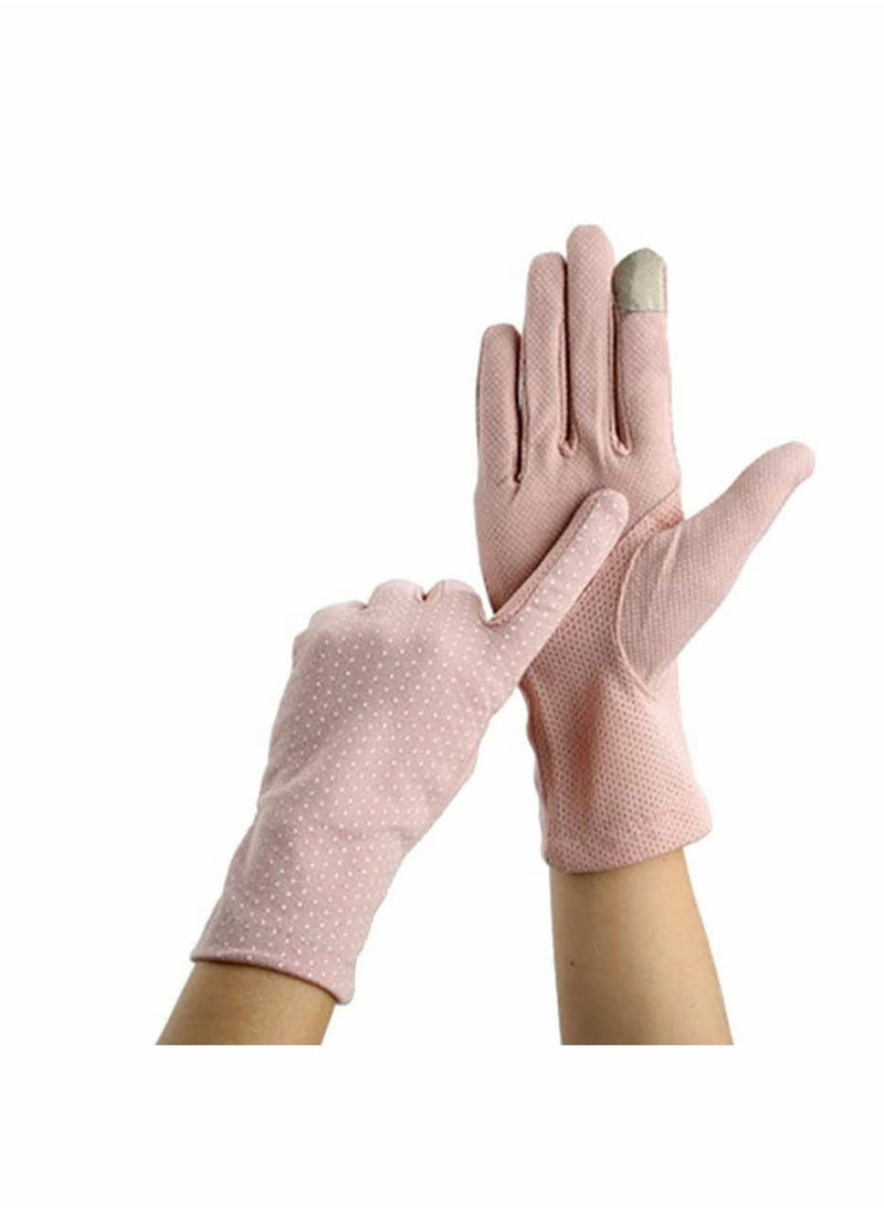 Summer Lady Cycling Anti-Skid Sun Protection Lace Gloves, Women's Thin Cotton Sunscreen Gloves for Driving Spring and Autumn