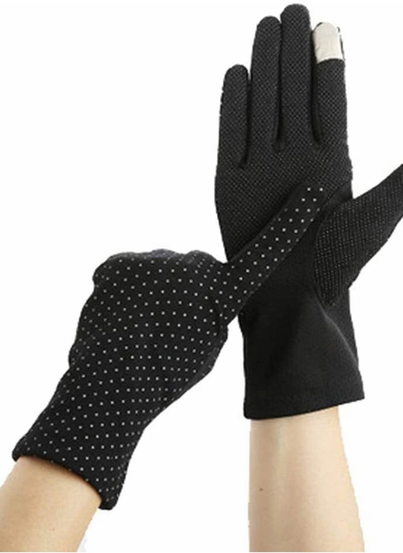 Summer Lady Cycling Anti-Skid Sun Protection Lace Gloves, Women's Thin Cotton Sunscreen Gloves for Driving Spring and Autumn