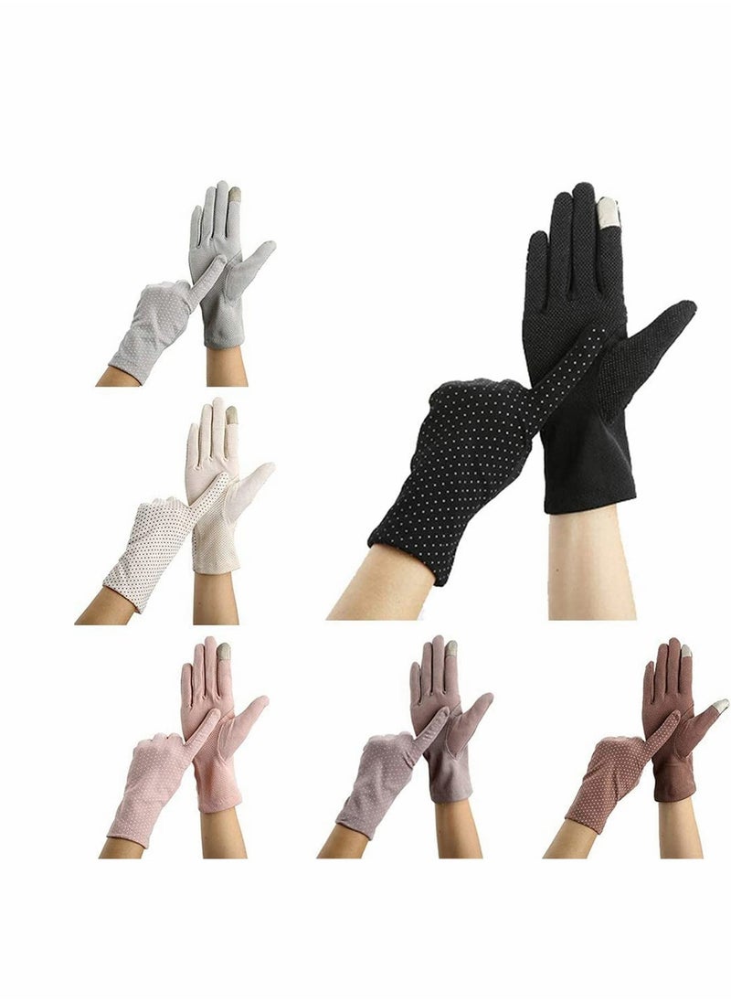 Summer Lady Cycling Anti-Skid Sun Protection Lace Gloves, Women's Thin Cotton Sunscreen Gloves for Driving Spring and Autumn