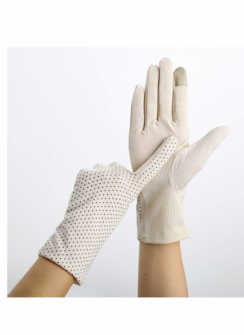 Summer Lady Cycling Anti-Skid Sun Protection Lace Gloves, Women's Thin Cotton Sunscreen Gloves for Driving Spring and Autumn