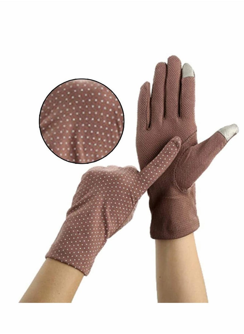 Summer Lady Cycling Anti-Skid Sun Protection Lace Gloves, Women's Thin Cotton Sunscreen Gloves for Driving Spring and Autumn