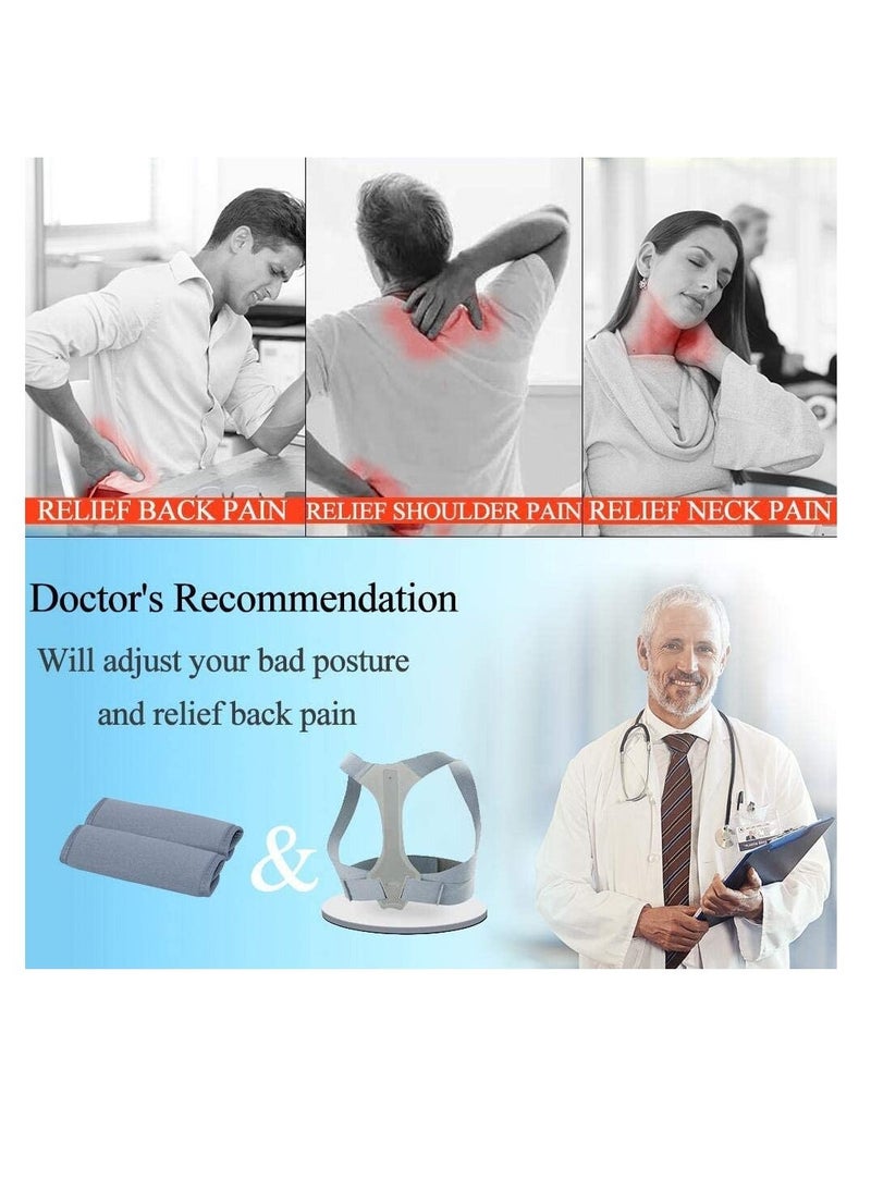 Posture Corrector for Men Women Adjustable Back Brace Belt Sweat Proof Mesh Pain Relief for Neck Back Shoulders Posture Brace Elastic Memory Correction Belt Light and Breathable (L: 33-37