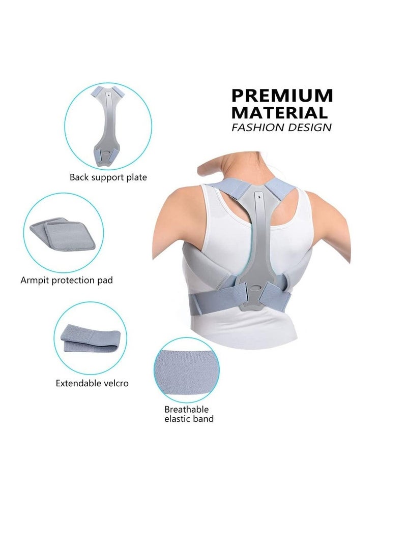 Posture Corrector for Men Women Adjustable Back Brace Belt Sweat Proof Mesh Pain Relief for Neck Back Shoulders Posture Brace Elastic Memory Correction Belt Light and Breathable (L: 33-37