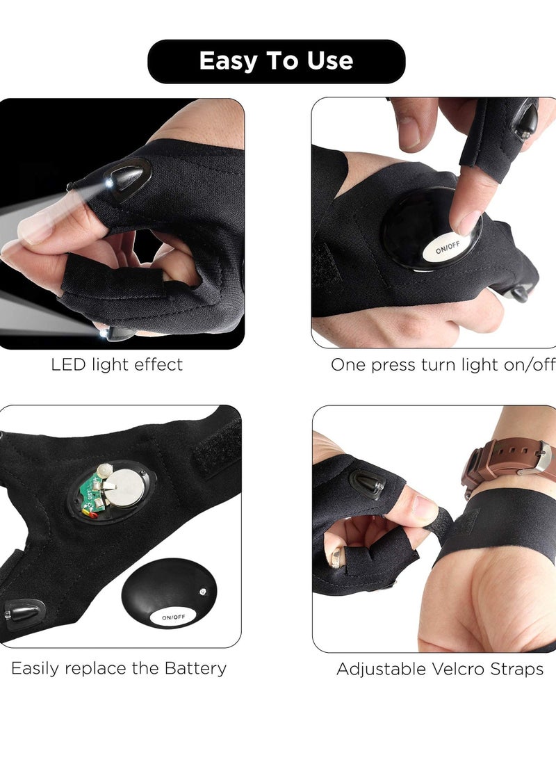 Flashlight Gloves for Men Flexible LED Gloves for Working in Darkness and Night Reading Finger Light Gloves for Mechanic Work and Other Outdoor Activities