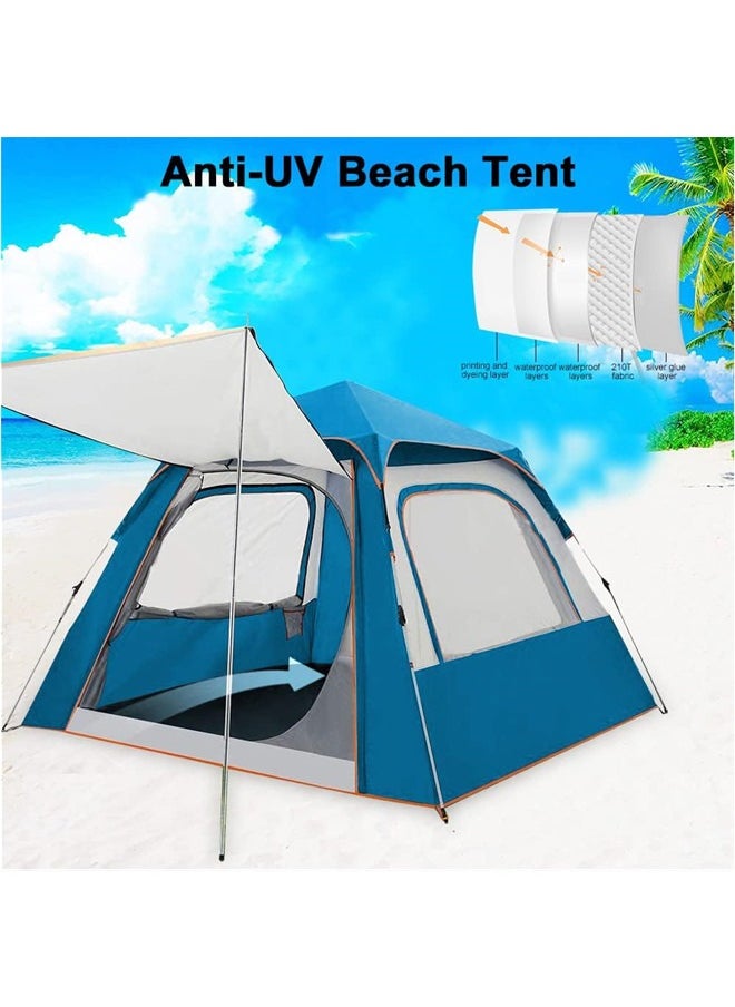 Camping Tent Family Tents Large Waterproof Tent 3-5 Persons with 2 Windows 2 Doors Available for Outdoor Sports Travel Beach Picnic (240 * 240 * 160cm)