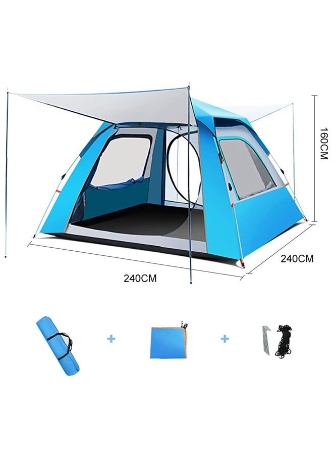 Camping Tent Family Tents Large Waterproof Tent 3-5 Persons with 2 Windows 2 Doors Available for Outdoor Sports Travel Beach Picnic (240 * 240 * 160cm)