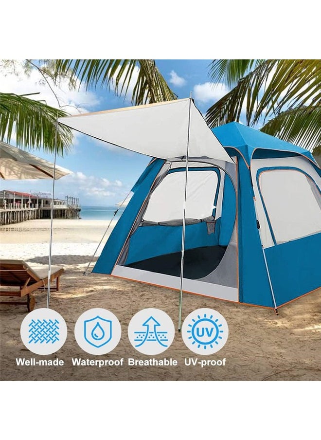 Camping Tent Family Tents Large Waterproof Tent 3-5 Persons with 2 Windows 2 Doors Available for Outdoor Sports Travel Beach Picnic (240 * 240 * 160cm)