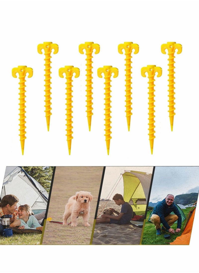 Tent Pegs, 8Pcs Ground Anchors Pegs, Heavy Duty Spiral Design Tent Stakes, Screw in Camping Stakes Pegs for Fixing Camping Tent Rain Tarps Garden Weed Mat Pegs Stakes