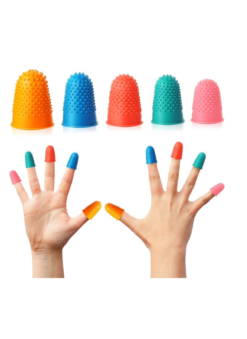 10 Pieces Rubber Finger Tips Finger Pads Grips Thick Reusable Finger Protector Fingertip Grips with a Box for Money Counting Collating Writing Sorting Task Hot Glue Sport Games