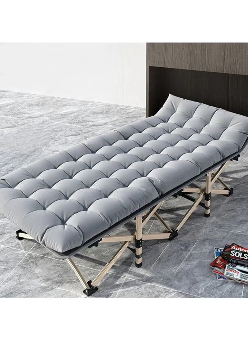 Folding Single Bed,Outdoor Camping Bed, Nap Bed For Office With Cotton Mattress and Storage Bag,suitable for Adults/Kids-Grey