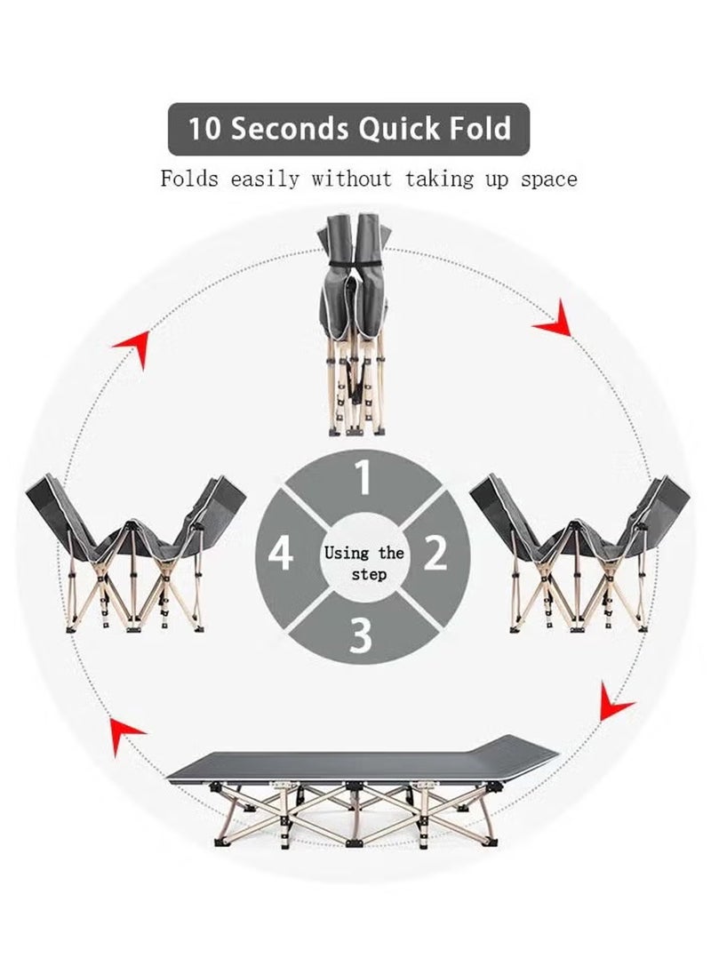 Folding Single Bed,Outdoor Camping Bed, Nap Bed For Office With Cotton Mattress and Storage Bag,suitable for Adults/Kids-Grey