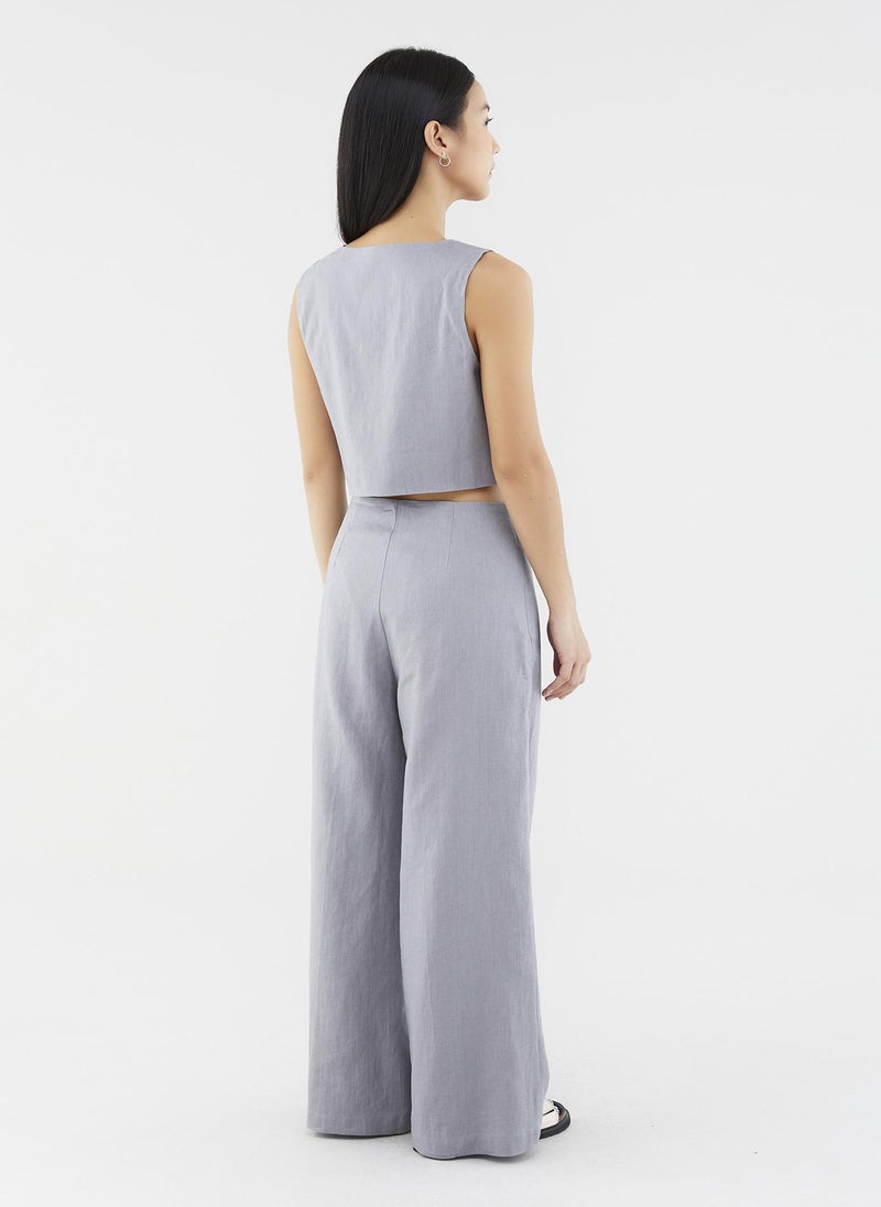 Mabel Linen Mid-Rise Wide Leg Pants