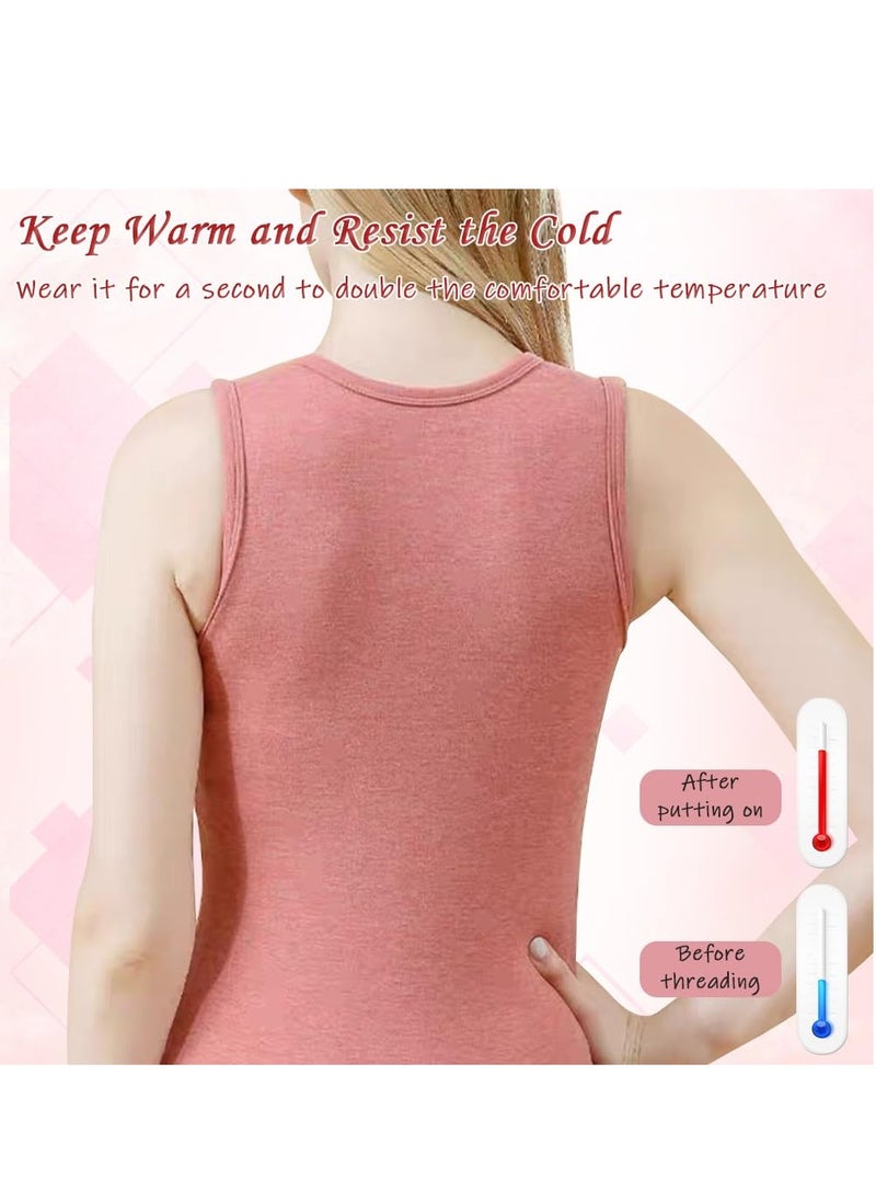 Thermal Underwear Top Velvet Vest for Women with Chest Pad Winter Slim Vest for Women with Warm Invisible Seamless Vest Size XXL