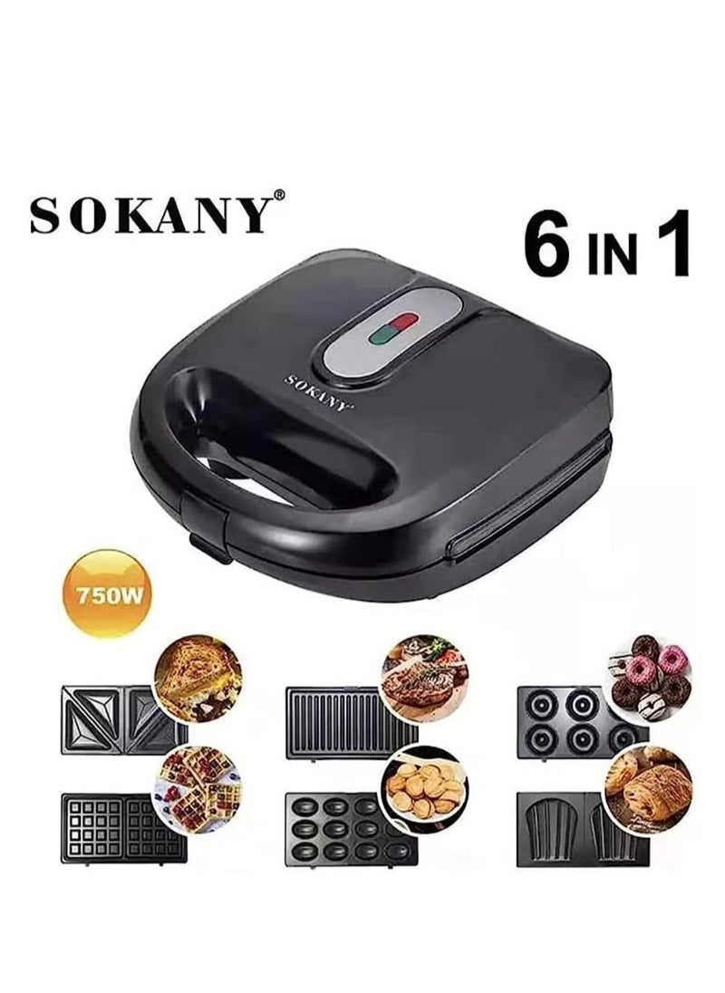 Sokany SK-908 Multifunctional 6 in 1 Sandwich Maker 750W