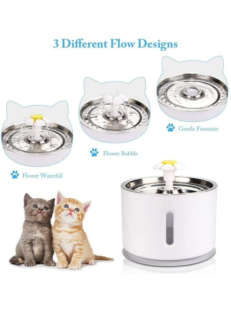 Cat Water Fountain Stainless Steel, 81oz/2.4L Cat Fountain with Smart Pump and LED Indicator for Water Shortage Alert, Cat and Dog Fountain with 3 Filters for Cats, Dogs (Stainless Steel)
