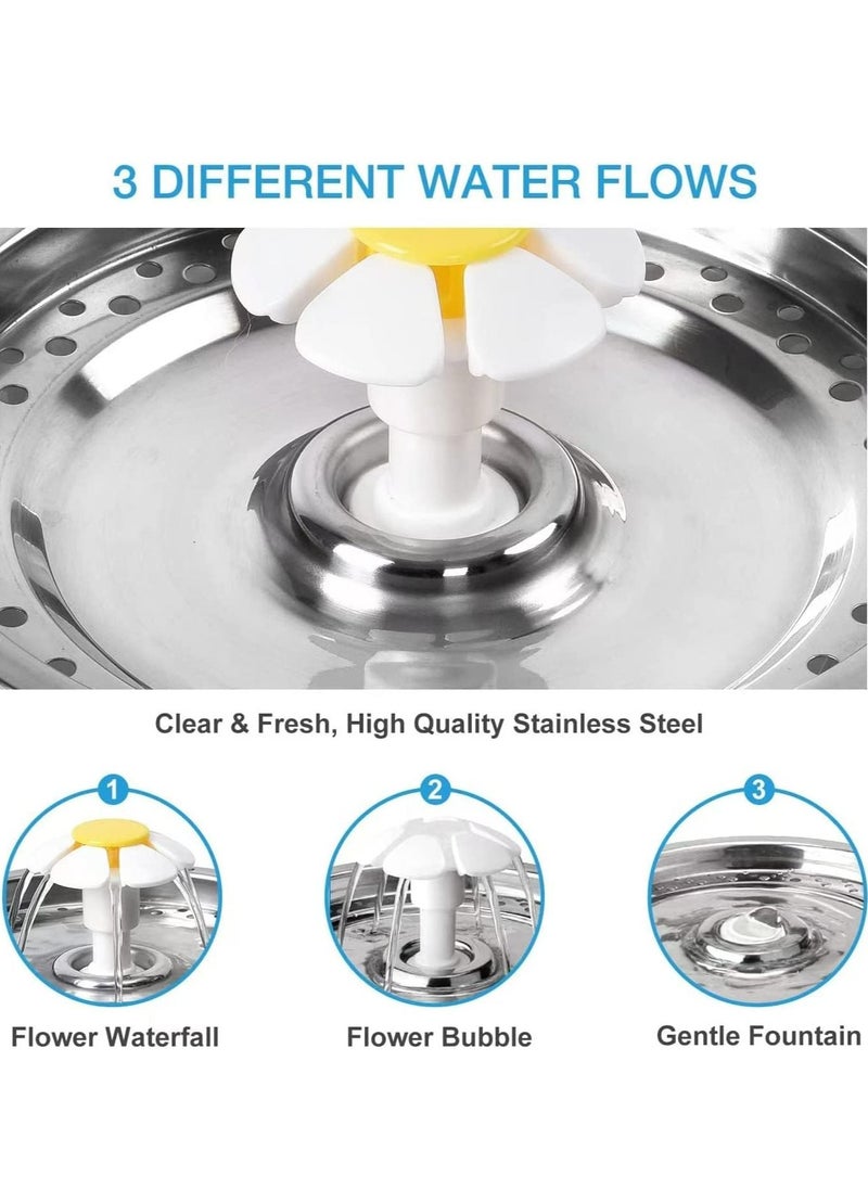 Cat Water Fountain Stainless Steel, 81oz/2.4L Cat Fountain with Smart Pump and LED Indicator for Water Shortage Alert, Cat and Dog Fountain with 3 Filters for Cats, Dogs (Stainless Steel)