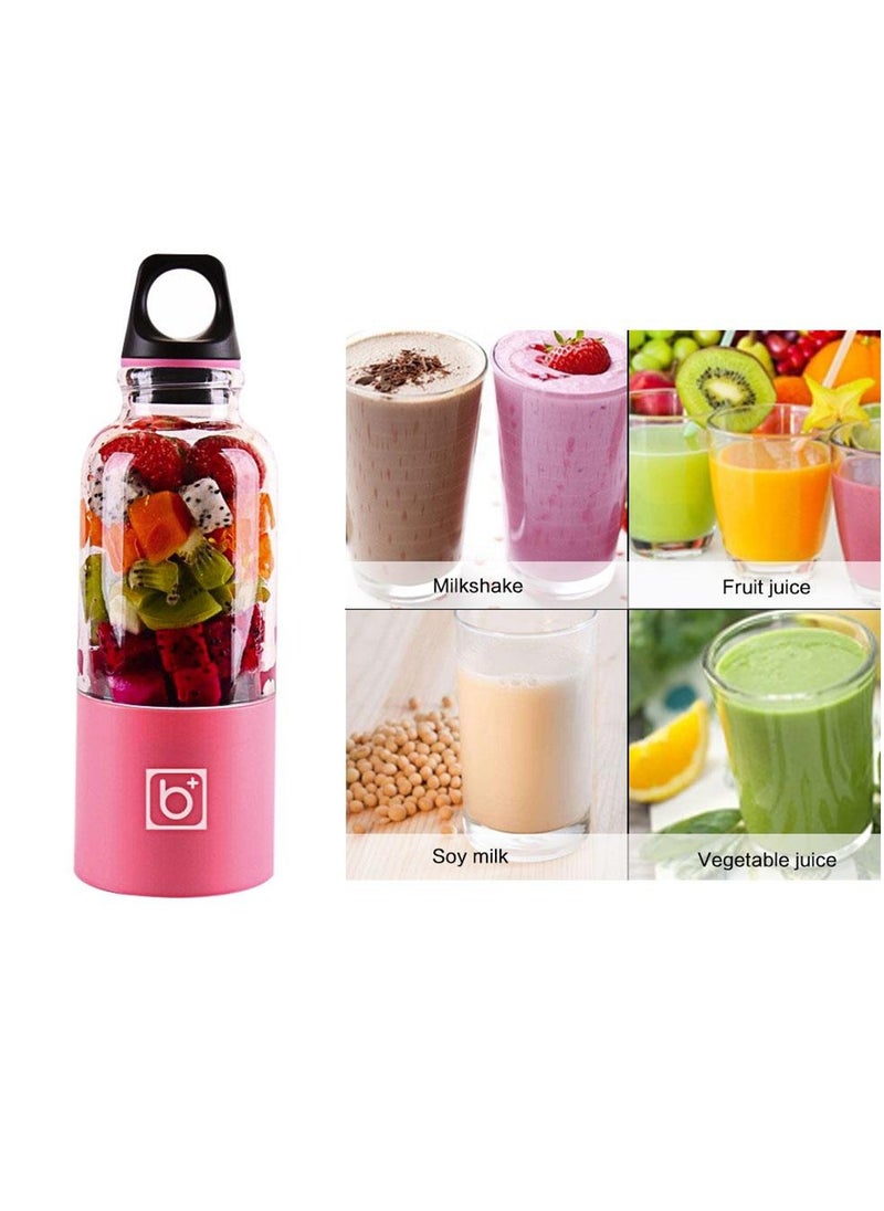 USB Rechargerable Juice Cup Handheld Blender 489174966M Pink/Clear